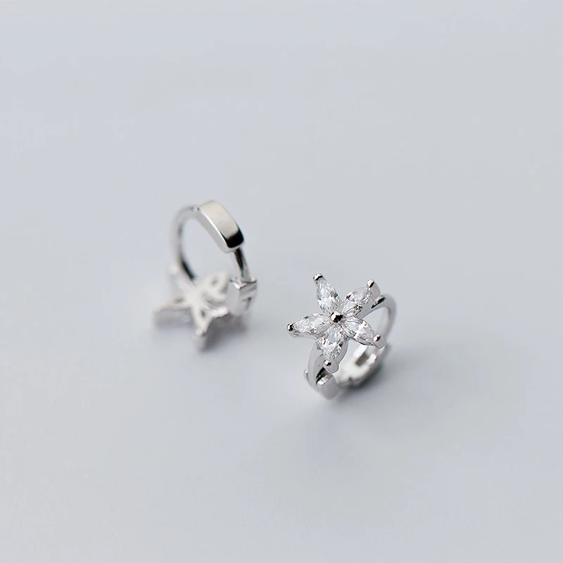 

MloveAcc 2019 New 100% Real 925 Sterling Silver Luminous CZ Star Hoop Earrings for Women Making Silver Earrings Gift