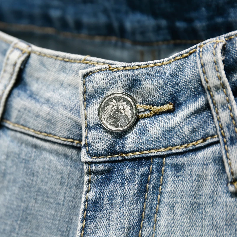 Blog Men Jeans Stretch Street Paint point Design Fashion Ankle Zipper Jeans For Men Trendy Men Skinny Jeans Zipper Street Biker Pants