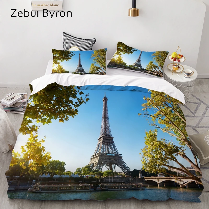 

3D Bedding Set Custom/King/AU Size,Duvet Cover Set Queen/King,Quilt/Blanket Cover Set,Paris Eiffel tower Bedclothes,textile