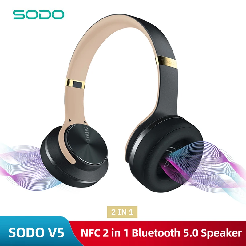 Беспроводные наушники SODO V5 EQ Mode NFC 2 в 1 поворотный Bluetooth 5 0 динамик с микрофоном для