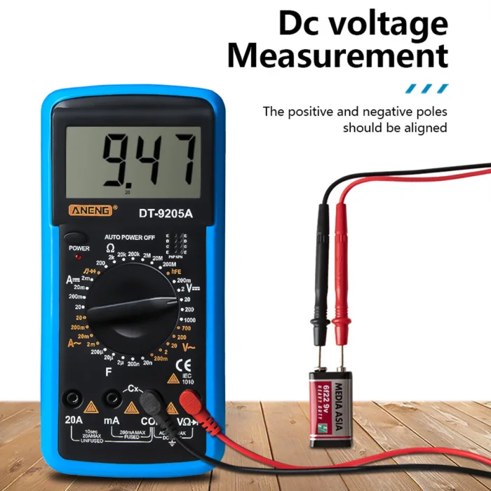 DT9205A Цифровой мультиметр с ЖК-дисплеем ручной AC DC Автоматический Диапазон мультиметр Амперметр Омметр Измеритель сопротивления емкости A