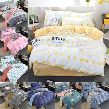 

52 bed linens cute smile dot bedding set home Textile duvet cover gift for kids girls bed sheet quilt cover queen king size
