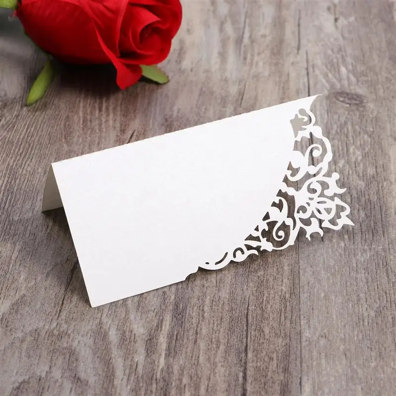  50PCS Hollow Place Seat Card Wedding Invitation Table Cards Name Place Card Table Decoration Weddin - 4.00049E+12