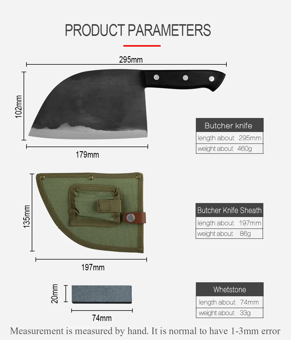 Sowoll ручной Кованый Нож для мясника с полной ручкой Tang Высокоуглеродистая сталь, нож для мясника с нейлоновой оболочкой и точильным камнем