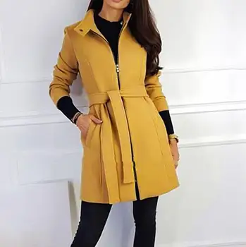 

Cashmere Woolen Women Coat Winter Vintage Warm Sashes Wool Coat Manteau Femme Abrigos Mujer Plaszcze Damskie Cappotto Donna