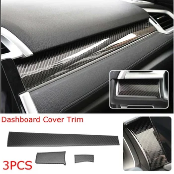 

3pcs Carbon Fiber Center Console Dashboard Cover Trim Sticker Interior Car Styling Decorations Fit for Honda Civic 2016