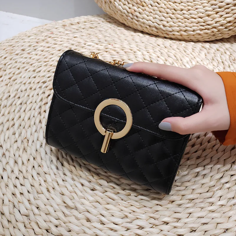 

Graceful Rhombus Chain Bag Women's 2019 Summer New Style Simple Versatile Metal Lock Catch Shoulder Trendy Bag