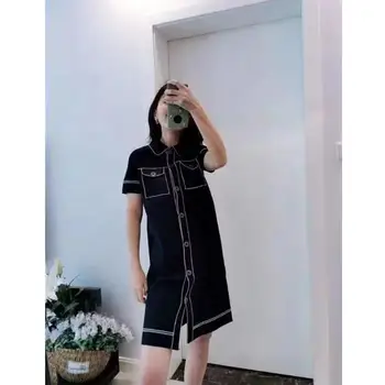 

Women Dress 2020 Spring and Summer New Simple Short-sleeved Casual Knitted Dress