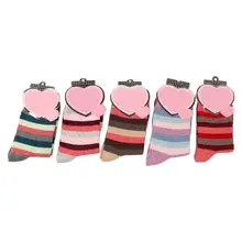 5 пар, женские зимние толстые носки ярких цветов из искусственной шерсти, теплые вязаные носки, B0KD