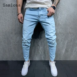 Pantalones vaqueros de talla grande 3xl para hombre, pantalón de lápiz a la moda, con bolsillos y cremallera, informales, empalmados, primavera 2022