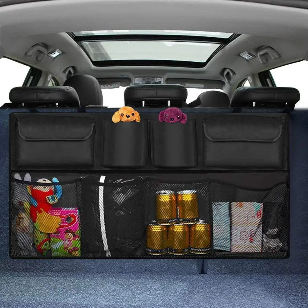 

Backseat Car Organizer Storage bag SUV Net Mesh Stowing Tidying Floding Pockets Auto Stowing Tidying Interior Accessories
