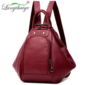 Image 1 - 2019 kadın çok fonksiyonlu sırt çantası kadın deri omuz çantaları okul çantası genç kızlar için seyahat sırt çantası kese Dos Femme