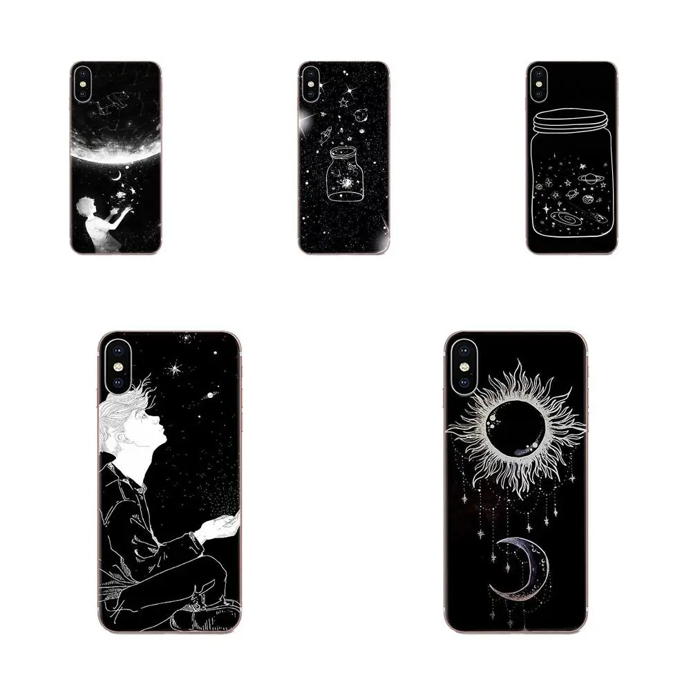 Black White Moon Stars Space Astronaut For Xiaomi Mi3 Mi4 Mi4C Mi4i Mi5 Mi 5S 5X 6 6X 8 SE Pro Lite A1 Max Mix 2 Note 3 4 | Мобильные