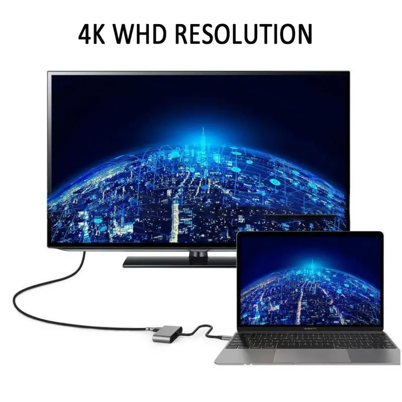 Новейший USB 3,1 type-C к HDMI USB-C USB 3,0 многопортовый адаптер 4K AV конвертер USB 3,0 концентратор Поддержка iOS большинство ноутбуки, мобильные телефоны