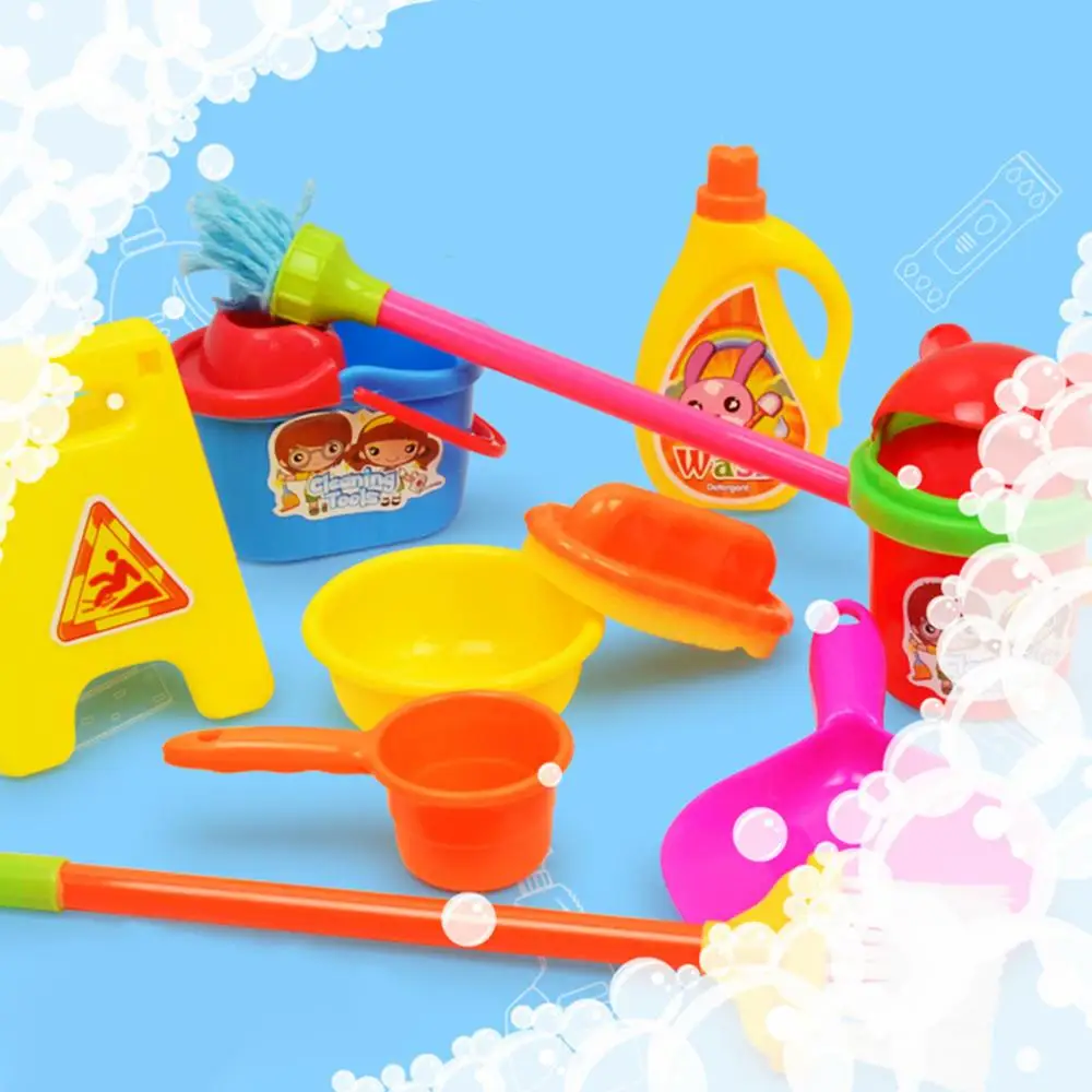 Детские игрушки для уборки, имитация мини-швабры для метлы, баррель для совка, детский домашний косплей, пластиковый инструмент, развивающая игрушка
