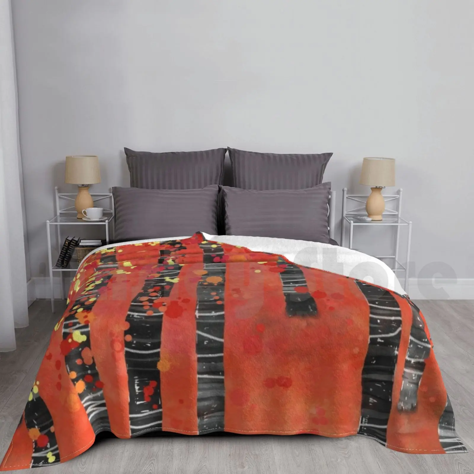 

Birches-Autumn Woodland Abstract Landscape Blanket Super Soft Warm Light Thin Aspens Autumn Birches Fall Landscape