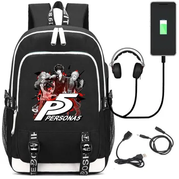 

Shin Megami Tensei Persona 5 Teenagers USB charging laptop large Backpack Canvas School Bags Mochila Travel Bags shoulder bag
