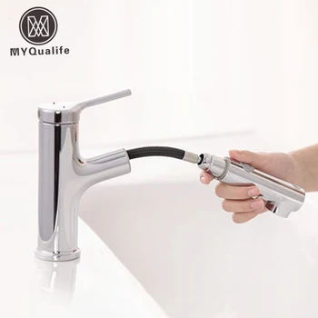 

Chrome Kitchen Faucet Pull Out 2 Function Head Kitchen Sink Mixers Deck Mounted Hot and cold water tap Kitchen Mixer Faucet