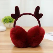 Natal antlers earmuffs nova pele elk earmuff cor sólida senhoras earmuffs inverno quente confortável cervos natal aquecedores