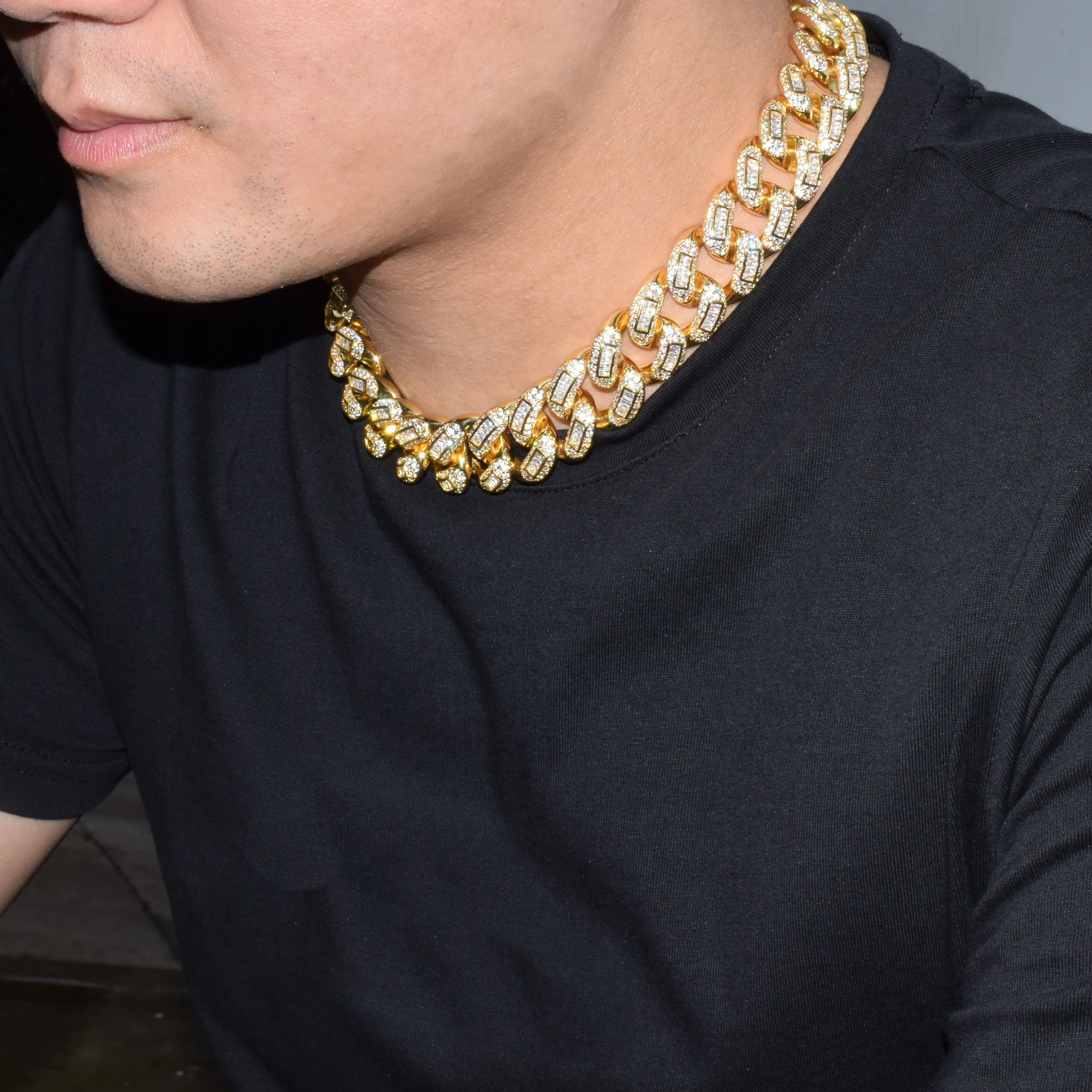 Baguette Zircon Cuban Link Necklace 