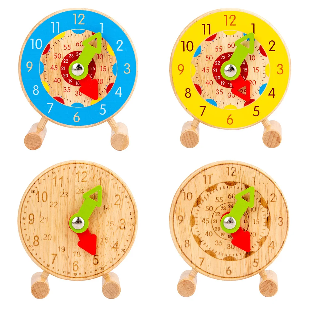 Juguetes de reloj de madera Montessori para niños, Hora Minuto, segunda cognición