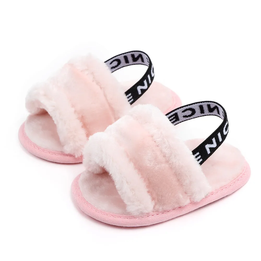 Модная брендовая обувь для маленьких девочек противоскользящая мягкая подошва, обувь на меху, обувь для новорожденных, для детей 1 года, вечерние платья для мальчиков, подарки - Цвет: Розовый