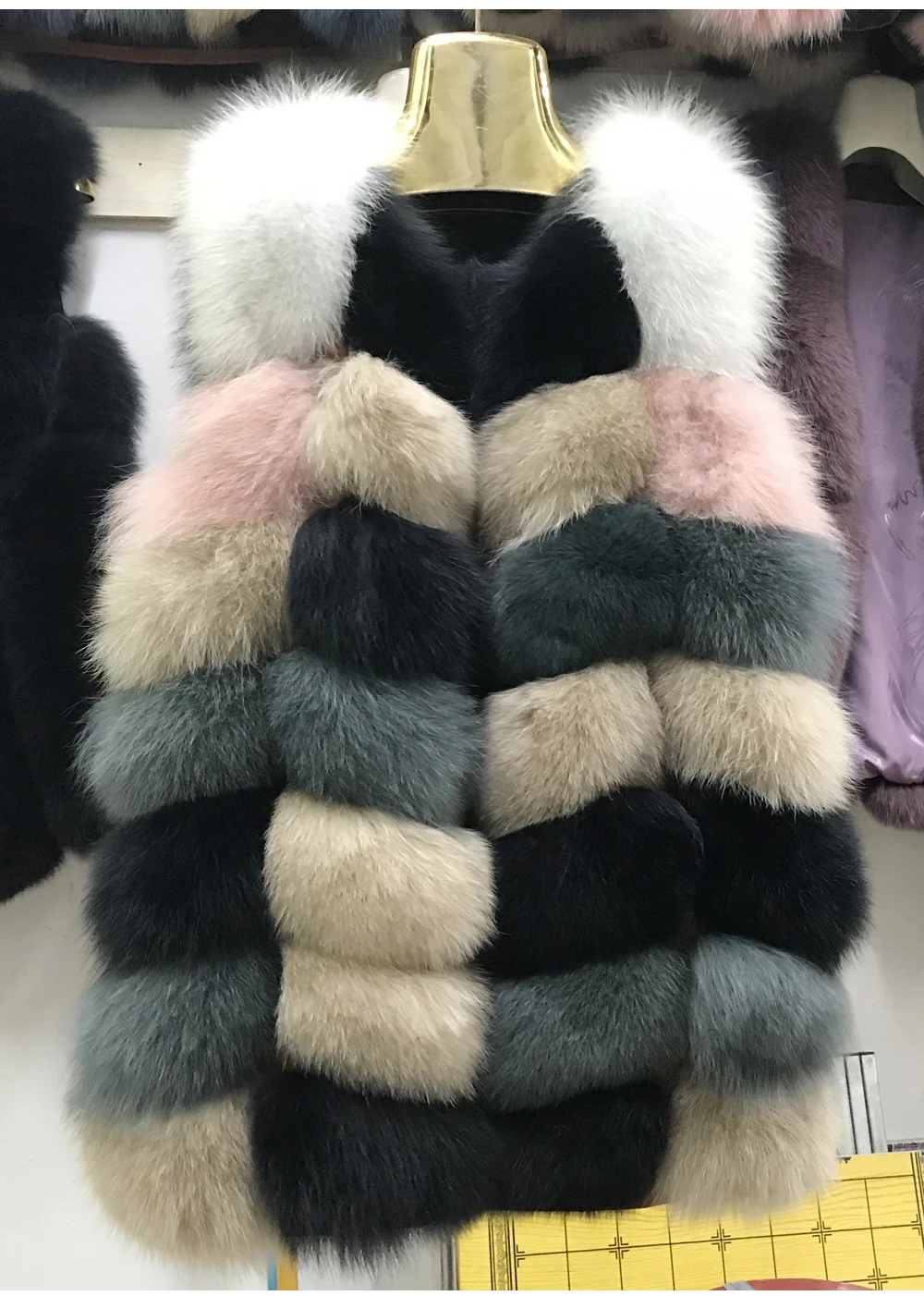 Hot Sell Winter Russian Women Genuine Fox Fur Vests Warm Fluffy Natural Fox Fur Coloful Vest Ladies Fashion Real Fox Fur Gilet long puffer