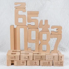 Number Building Blocks Wooden Math Digital Toys Baby Balance Block Jenga Toy Montessori Educational Natural Wood Toys for Kids