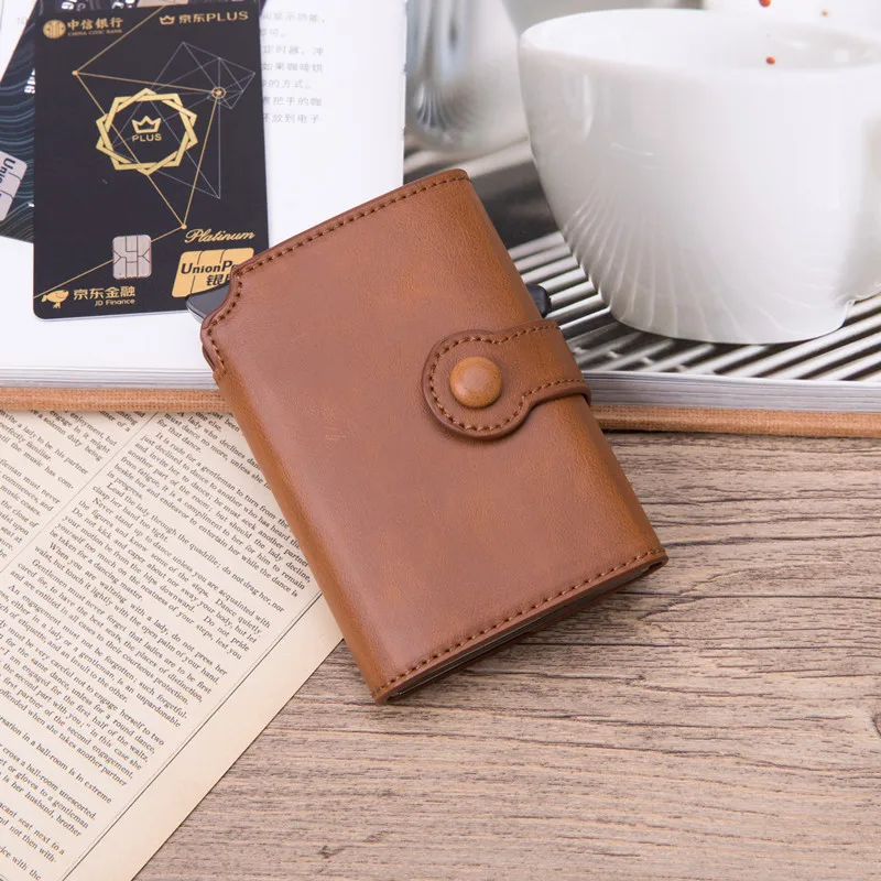 BISI GORO модный кошелек RFID из искусственной кожи винтажный держатель для карт мужской и женский кошелек из углеродного волокна кошельки Чехол - Цвет: X-59  Brown
