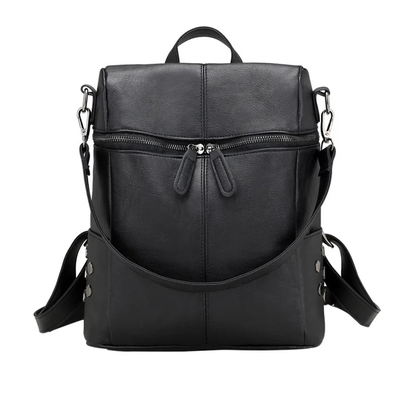 SHUJIN женские сумки через плечо на молнии модные рюкзаки женские водонепроницаемые мягкие рюкзаки из искусственной кожи 3 способа студенческие рюкзаки Новая мода - Цвет: Black 1