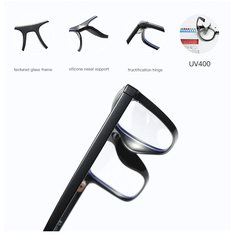 Comfort Unisex TR90 Chain Anti-Blue Light Glasses, Black/Tortoise Male Anti-Blu-Ray Eyeglass Frame for Women Men A1001