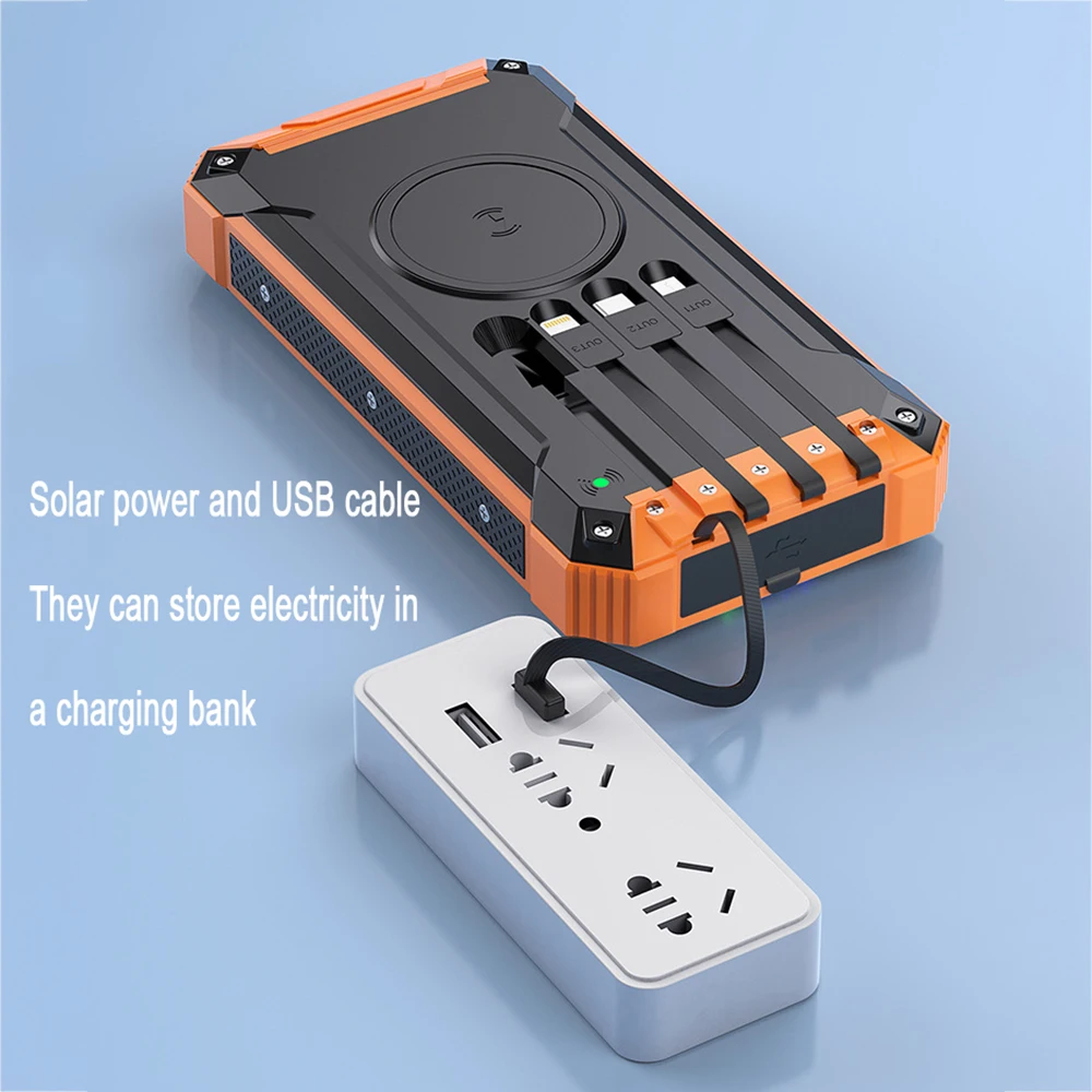 12v power bank 20000mAh Mobilepower Self-Contained Cable Solar Mobile Power Shared Universal Soft Case Mobile Phone Neutral Wireless Power Bank power bank best buy