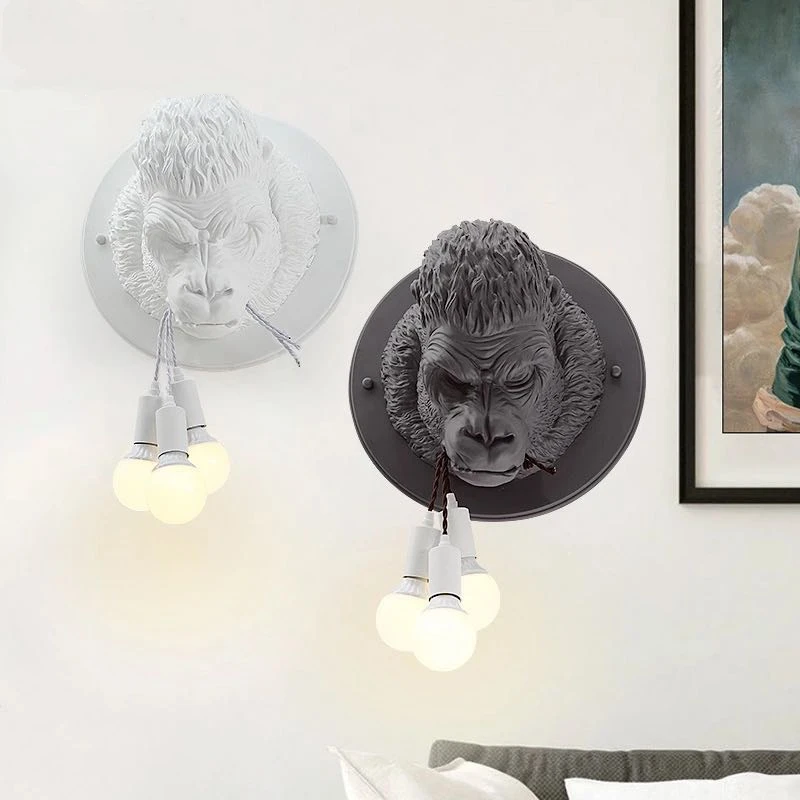 Günstig Moderne Gorilla Harz Wand Lampen Nordic Led Wand Leuchte Küche Licht Hause Loft Industrie Decor Wand Vintage Leuchte E27 * 3