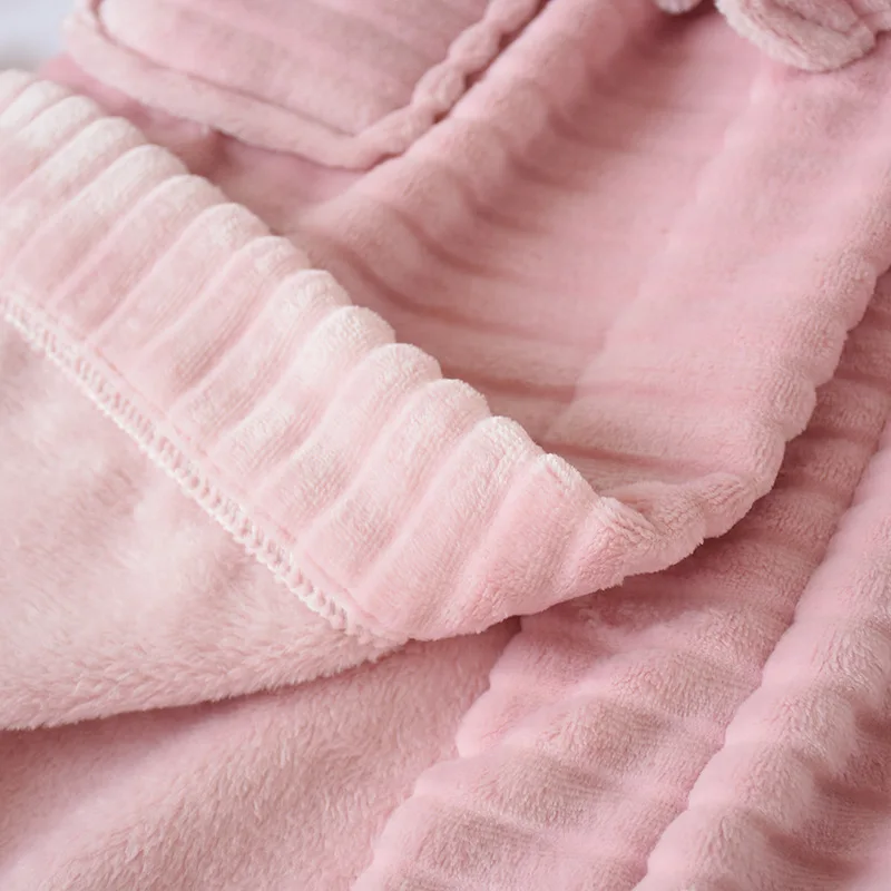 Autumn Winter Warm Soft Thick Couple's Nightgown 2021 Simple Women's Thickened Flannel Homewear Velvet Bathrobe Men's Pajamas