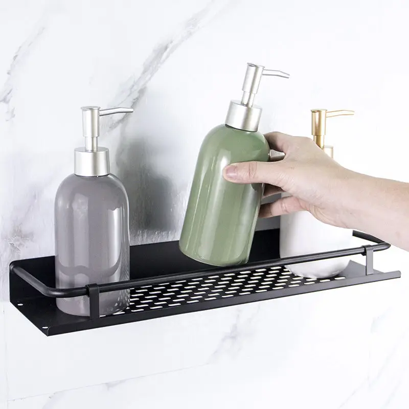 

Modern Stainless Steel Free Punch Toiletries Wall Storage Rack Bathroom Toilet Wall Storage Shelf Kitchen Wall Storage Artifact