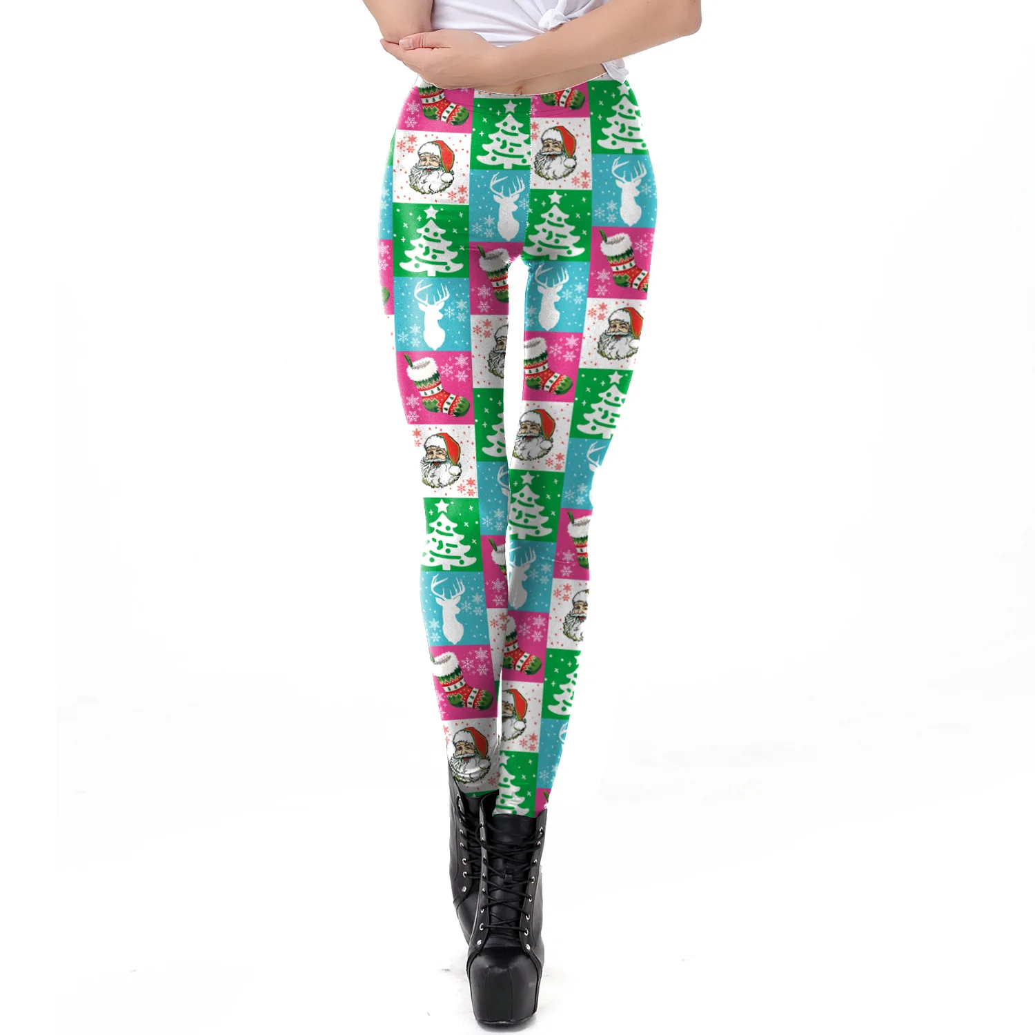 Рождественские женские леггинсы с 3D рисунком, милые леггинсы размера плюс по щиколотку, сексуальные леггинсы, женская одежда, леггинсы - Цвет: SKDK065
