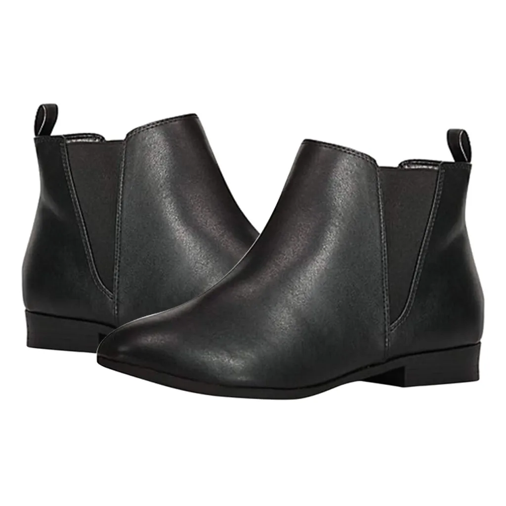 

Chelsea Boots Women Pointed Toe Ankle Boots Elasticated Slip On Winter Shoes Black Soft Leather Large Size Ladies Booties 2019