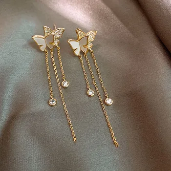 

Butterfly earrings long style 2020 new fashion Korean temperament tassel earrings women Trend elegant Fashion Stud Earrings