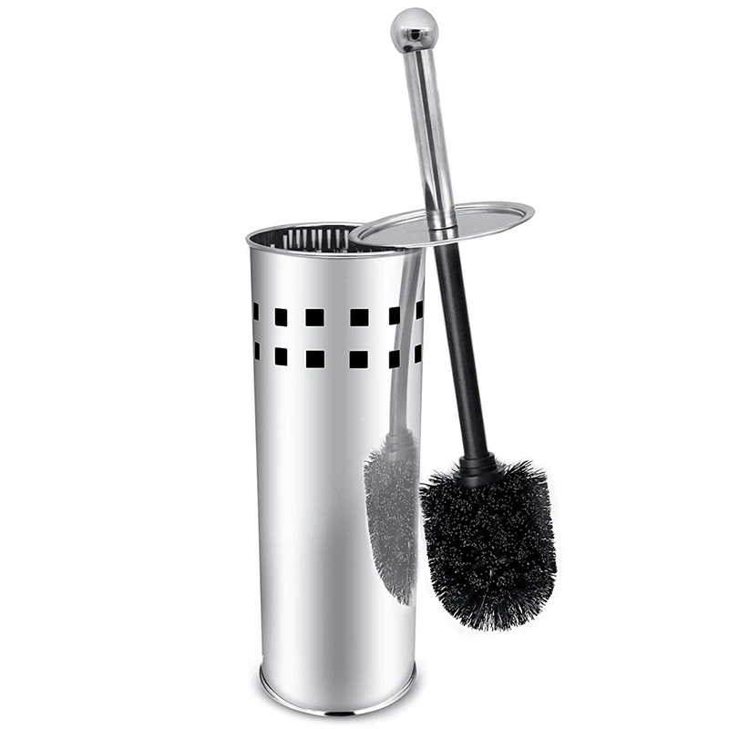 

Toilet Brush and Holder, 304 Bamboo Charcoal Stainless Steel Toilet Brush for Bathroom Storage and Organization - Space Saving,