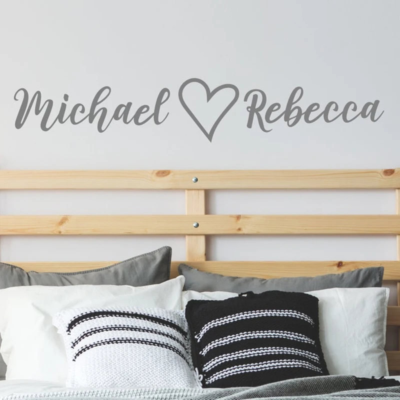 Custom Couple Names Wall Sticker Decal | Vinyl Lettering Heart Romance Adhesive Bespoke Personalised Y1-003 Дом и сад