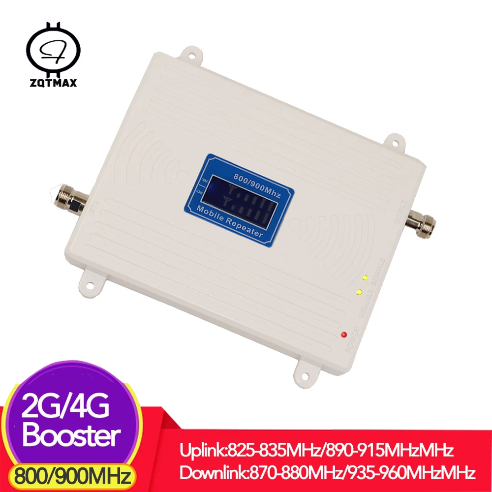 ZQTMAX 2g 4g mobile signal booster 850 lte cellular amplifier internet repeater gsm 900 MHz call phone booster B5 B8 dual band