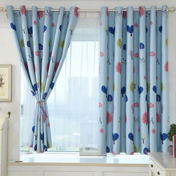 

1 PC Children Curtains Cartoon Tree Printed Curtains Bedroom Kids Bedroom Window Living Room Decoration