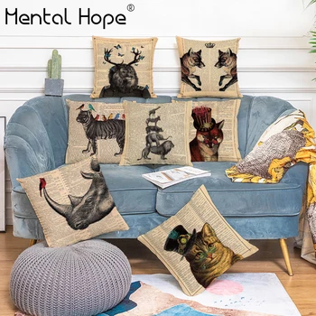 

Book Page Throw Pillow Cover Cartoon Character Alice Cushion Cover Beige Linen Cotton Home Decor Square Pillowcase