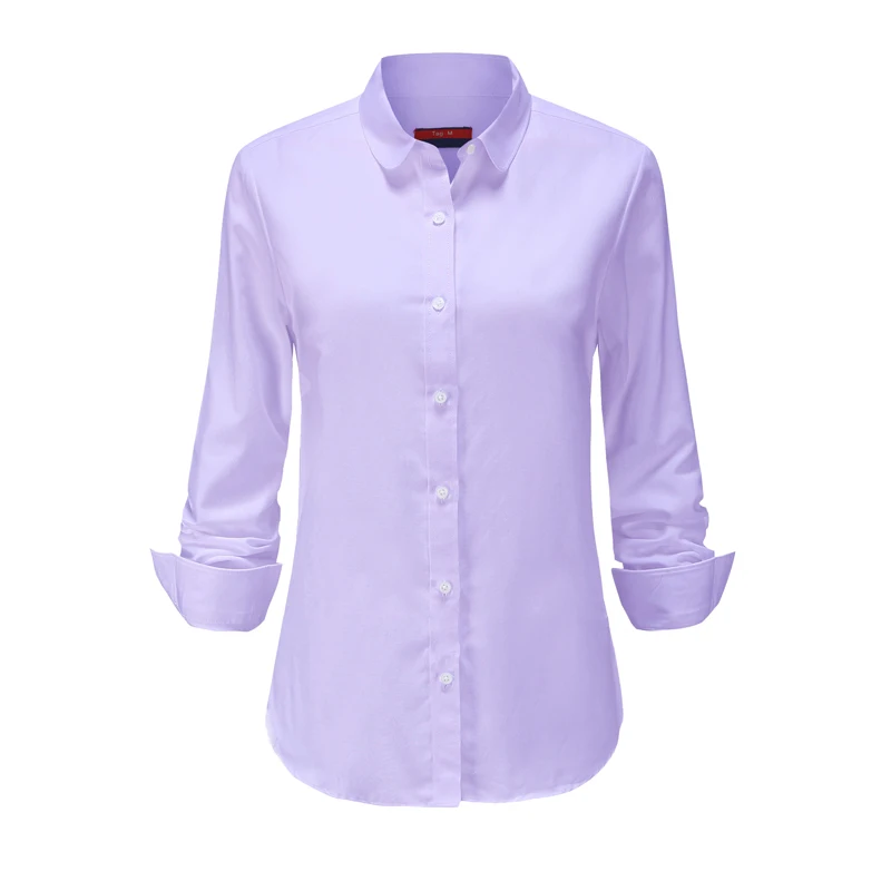 Purpleoxford Dioufond белая женская блузка, одноцветная, с длинным рукавом, школьная рубашка, для работы, плюс размер, женские блузки, хлопок, синяя рубашка, 5XL, женская одежда - Цвет: Purpleoxford