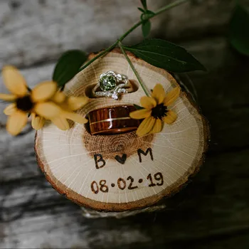 

Custom rustic ring bearer pillow, wedding wood slice, rustic ring box, birch wedding decoration, wood wedding decor, ring pillow
