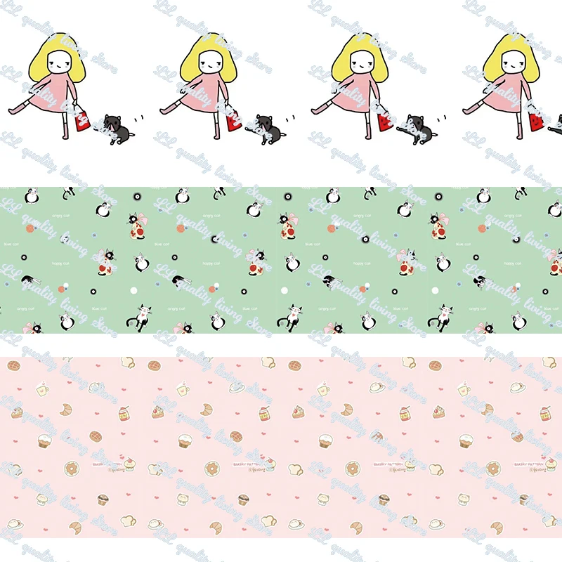 

75mm cartoon pattern grosgrain printed ribbon 10/25/50 yards a set DIY Art Handmade Materials Ribbons and diy bows tape