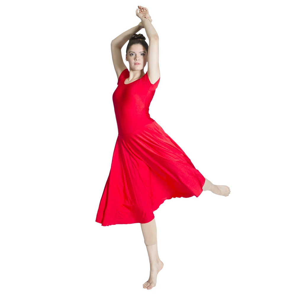 Женское платье с коротким рукавом и длинным трико, современный Лирический костюм из блестящей лайкры, 18 цветов, полный размер