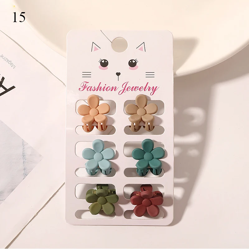 Fashion Amber Hair Clip Good-looking Morandi Color Mini Hair Accessories 6Pcs/Set  Small Cute Resin Hair Claws Clip Simplicity knot hair band Hair Accessories