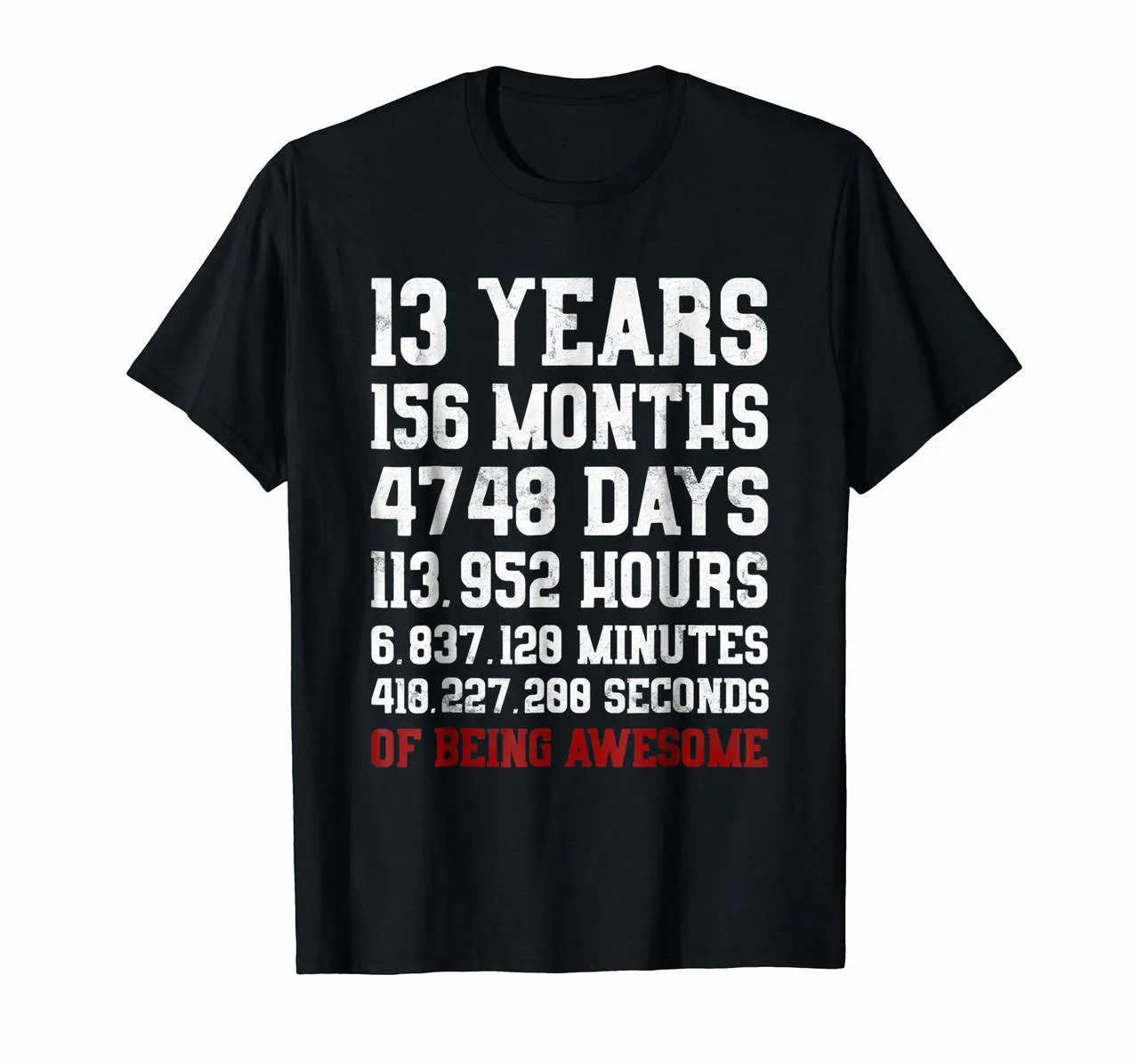 Футболка 13 лет с надписью Being Awesome подарок на 13-й день рождения S2279 футболка для