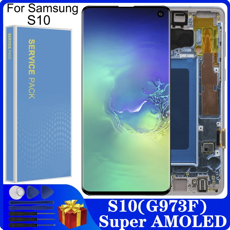 6 1 ''Super AMOLED S10 ЖК-дисплей для SAMSUNG Galaxy G973F/DS G973U SM-G973 сенсорный экран дигитайзер в